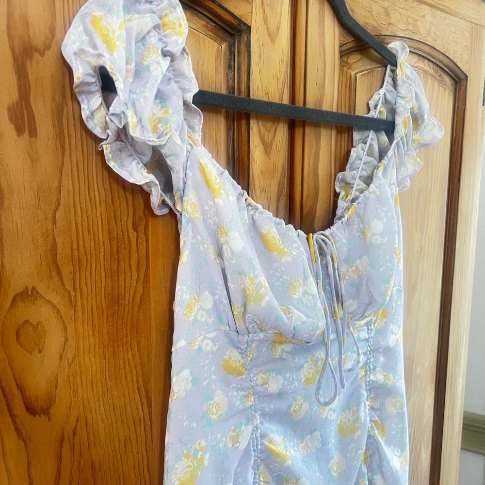 Cotton candy LA Lavender Floral Ruffle Slip mini Dress - Women's M